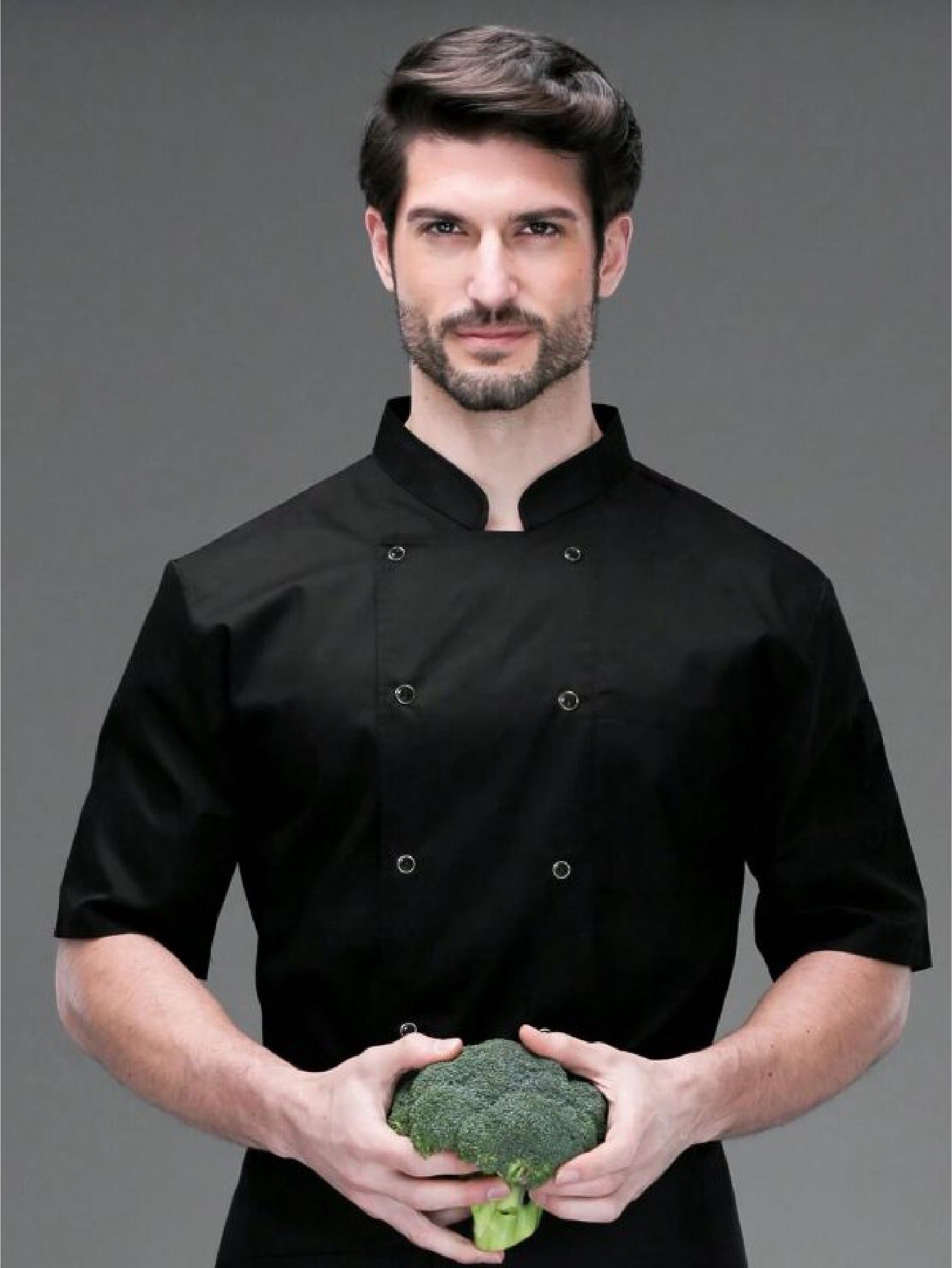 Unisex Short-Sleeve Chef Coat in Mixed Colors AE XXS – Breathable Lightweight Double-Breasted Kitchen Jacket