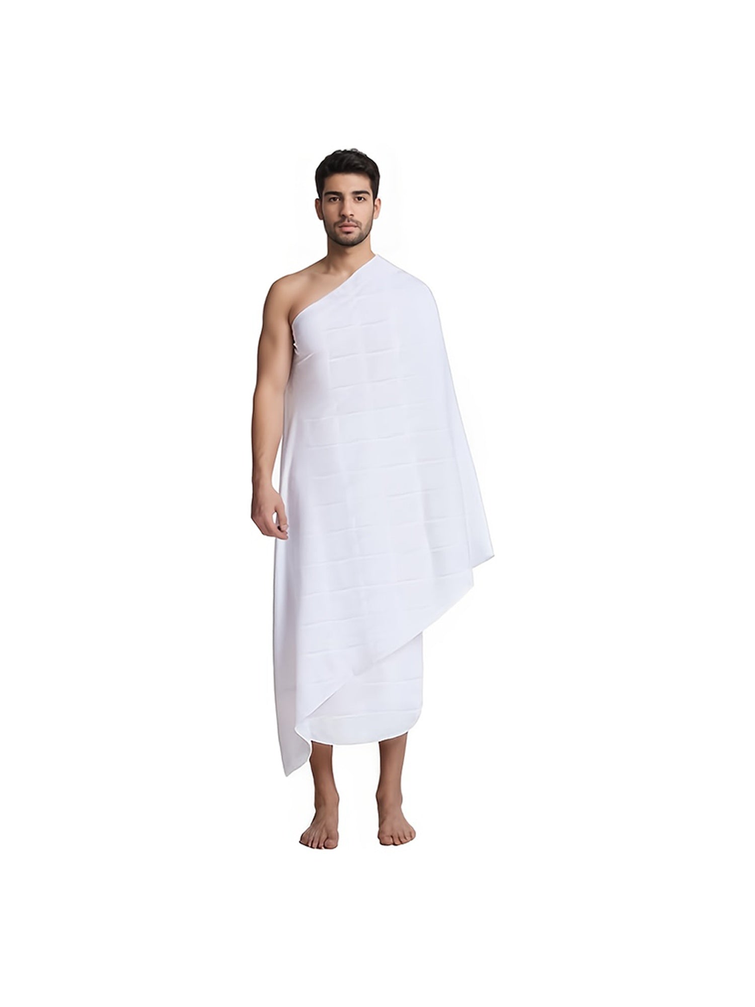 Men’s Traditional Ihram Prayer Towel & Cap Set – 2-Piece Arabic Shawl with Storage Bag & Pins (Eid Edition)