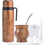Modern Yerba Mate Thermo Cup Set – 304 Stainless Steel Gourd, Bombilla & Cleaning Brush