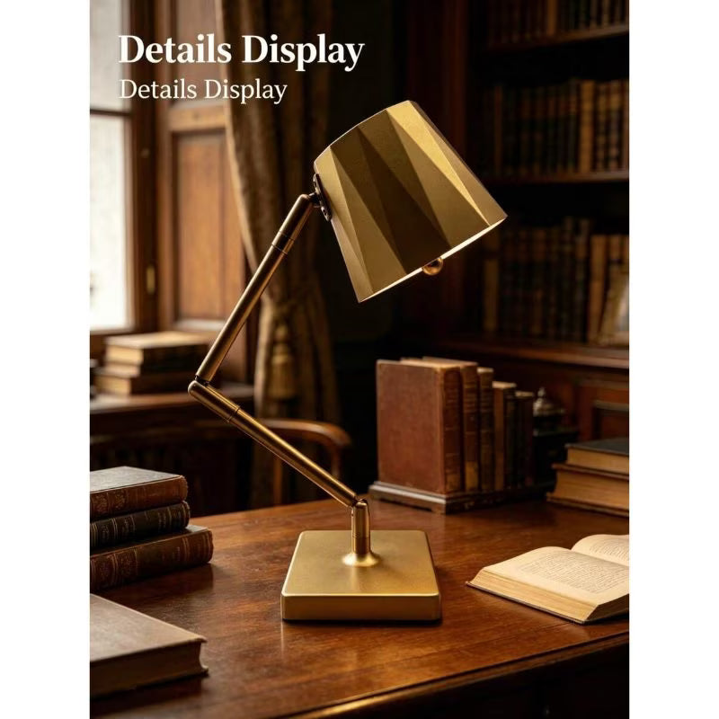 1pc Vintage-Style Adjustable Desk Lamp - Multicolor & Golden, 3 Color Temperature Settings, USB Rechargeable, Adjustable Brightness, Touch Control, Modern Table Lamp for Bedroom, Office & Study