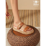 Women’s Buckle Studded Flat Sandals – Vintage Open-Toe Ankle-Strap Shoes