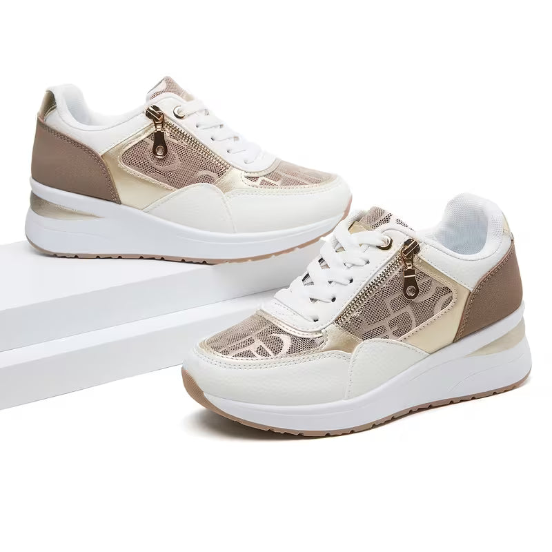 Women's Trendy Dad Sneakers – Thick Sole, Height-Increasing, Side Zipper, Breathable