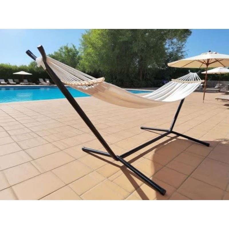 2-Person Double Hammock with Steel Stand – 220 × 150cm