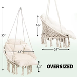 XX-Large Macrame Hanging Rocking Chair with Pillow