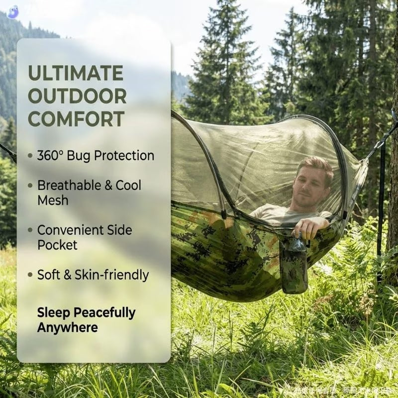 Quick-Release Hanging Mosquito Net – Nylon Outdoor Camping Net for Hammocks & Hanging Chairs