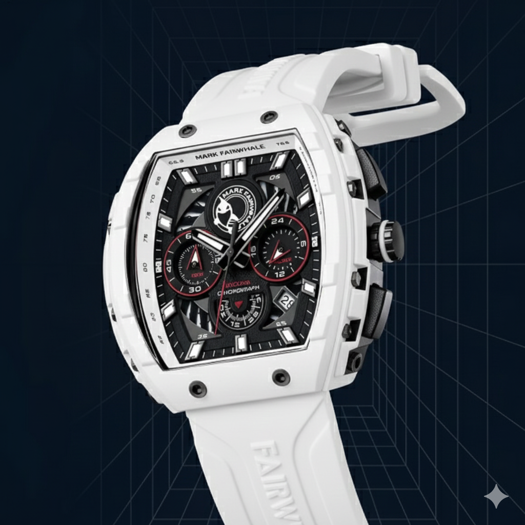 Men’s Premium Sport Chronograph – White Silicone Strap