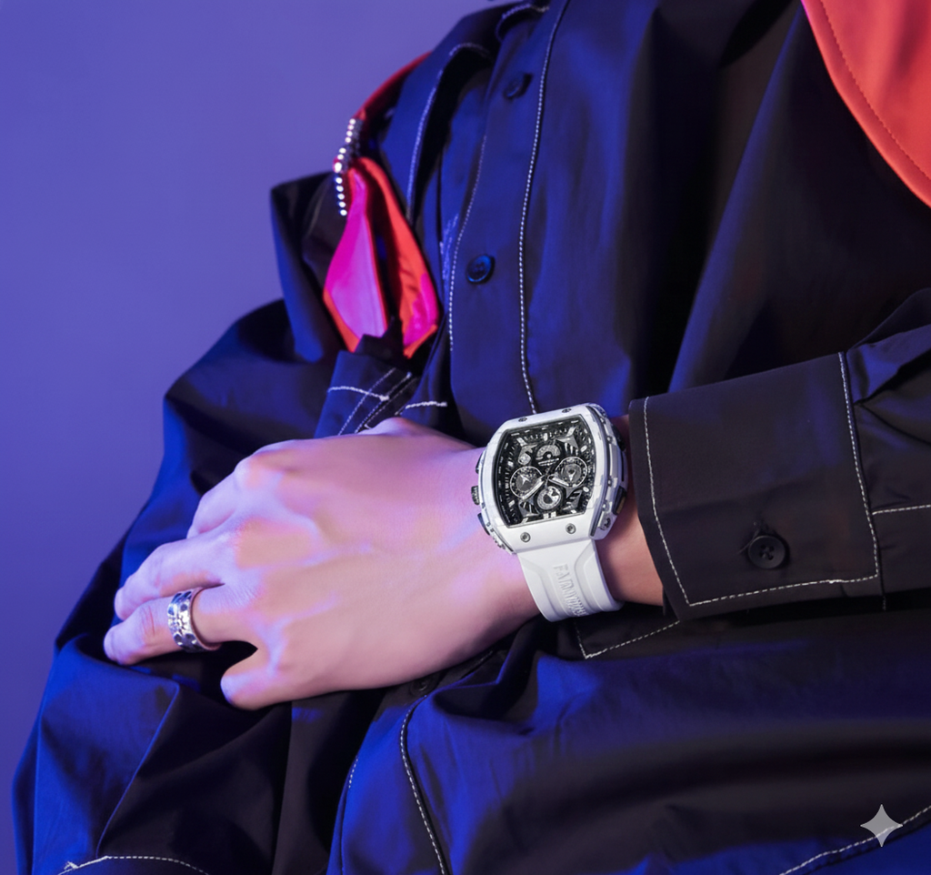 Men’s Premium Sport Chronograph – White Silicone Strap