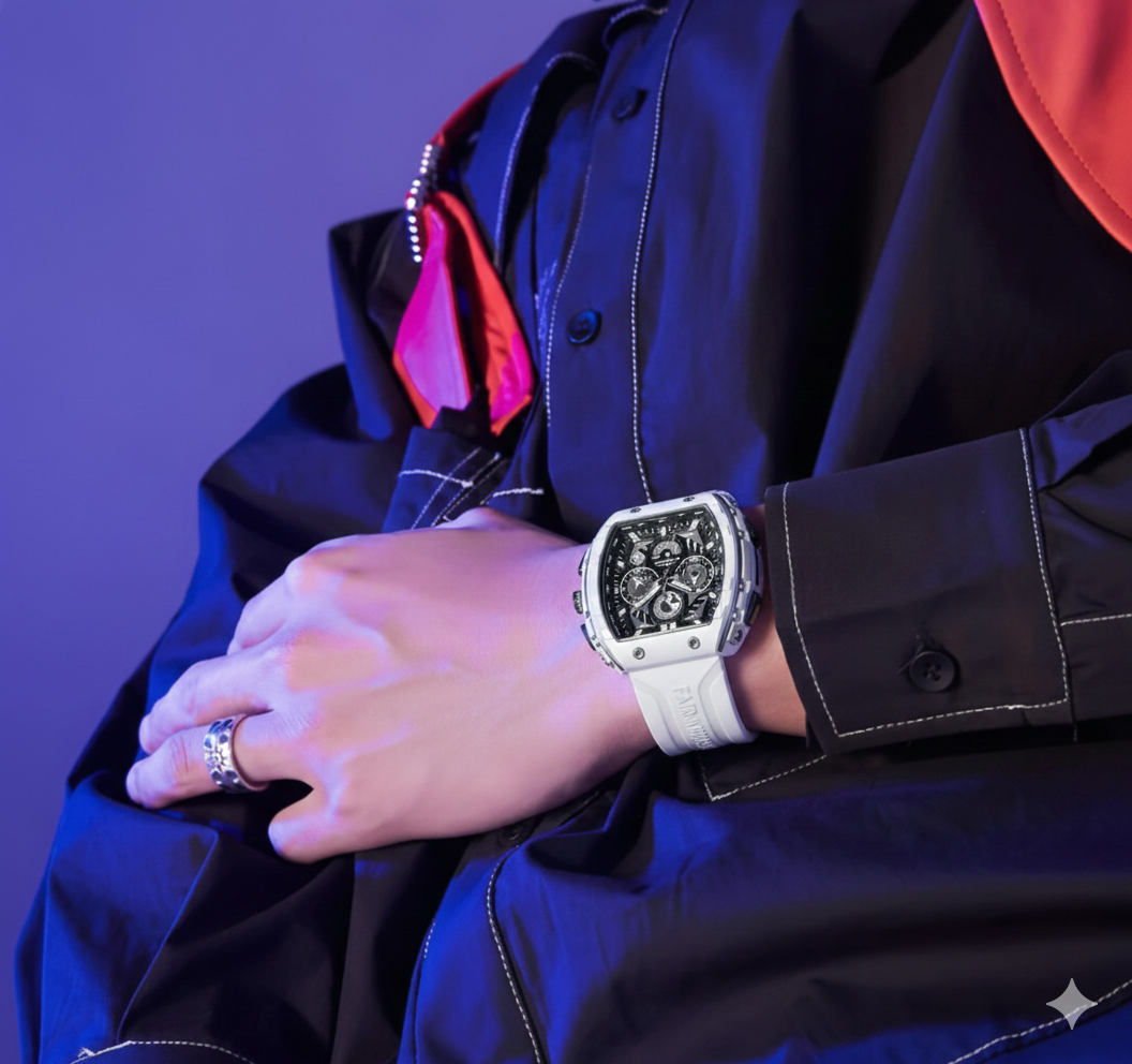 Men’s Premium Sport Chronograph – White Silicone Strap