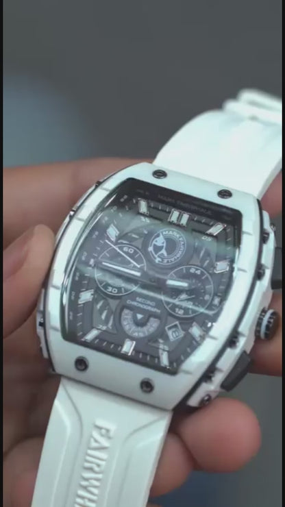 Men’s Premium Sport Chronograph – White Silicone Strap