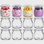 LUXORAQ 6-Piece Glass Yogurt Jars – 100ml Reusable Containers with Lids