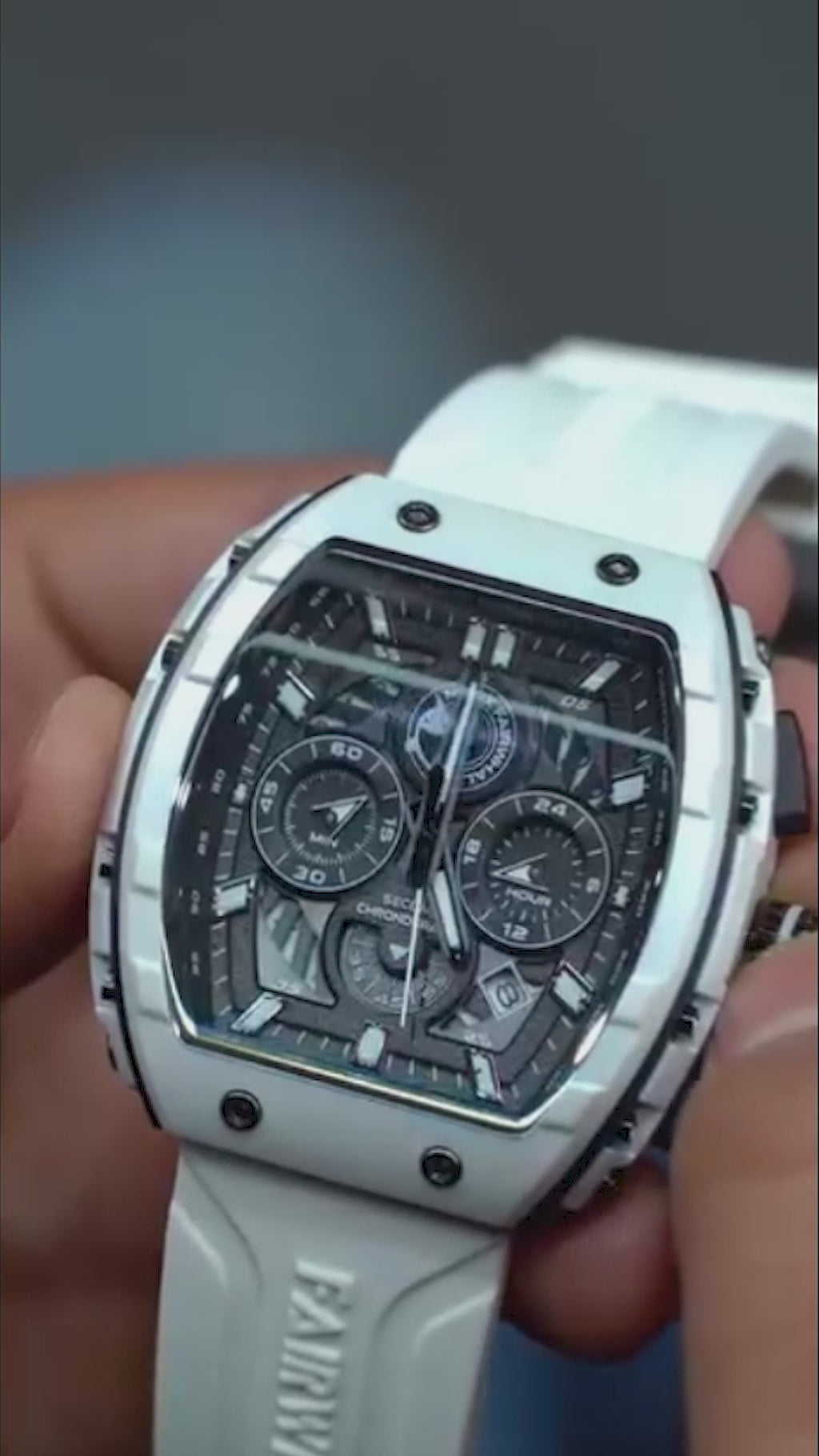Men’s Premium Sport Chronograph – White Silicone Strap