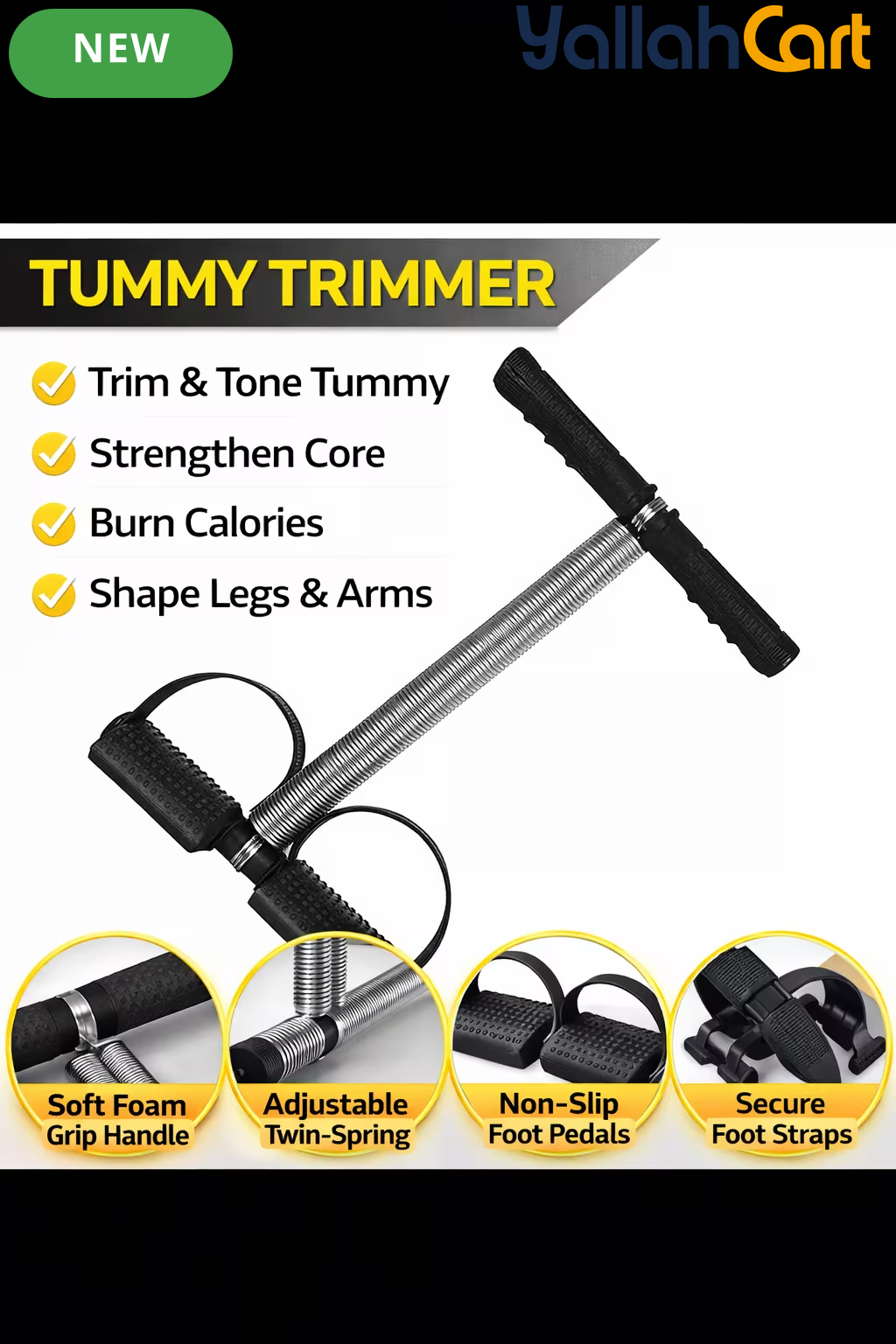 Portable Twin Spring Tummy Trimmer – Adjustable Resistance Fitness Exercise Trainer