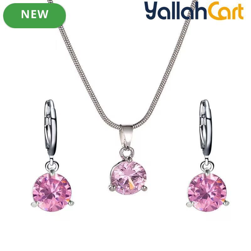3-Piece Crystal Zirconia Jewelry Set for Women – Necklace, Earrings & Elegant Pendant