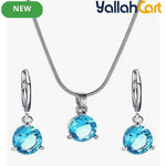 3-Piece Crystal Zirconia Jewelry Set for Women – Necklace, Earrings & Elegant Pendant