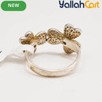 Size 7.5 925 Sterling Silver Flower Ring – Crystal & Marcasite-Style Dual Floral Design