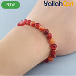 Red Striped Agate Beaded Bracelet – 17–19cm Stretch Bracelet for Men & Women