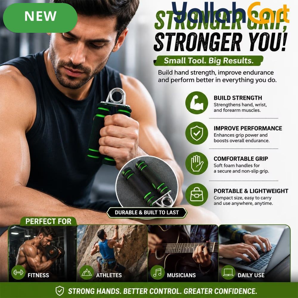 Hand Grip Strengthener with Soft Foam Handles – Forearm & Wrist Strength Trainer, Green/Black