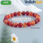 Red Striped Agate Beaded Bracelet – 17–19cm Stretch Bracelet for Men & Women