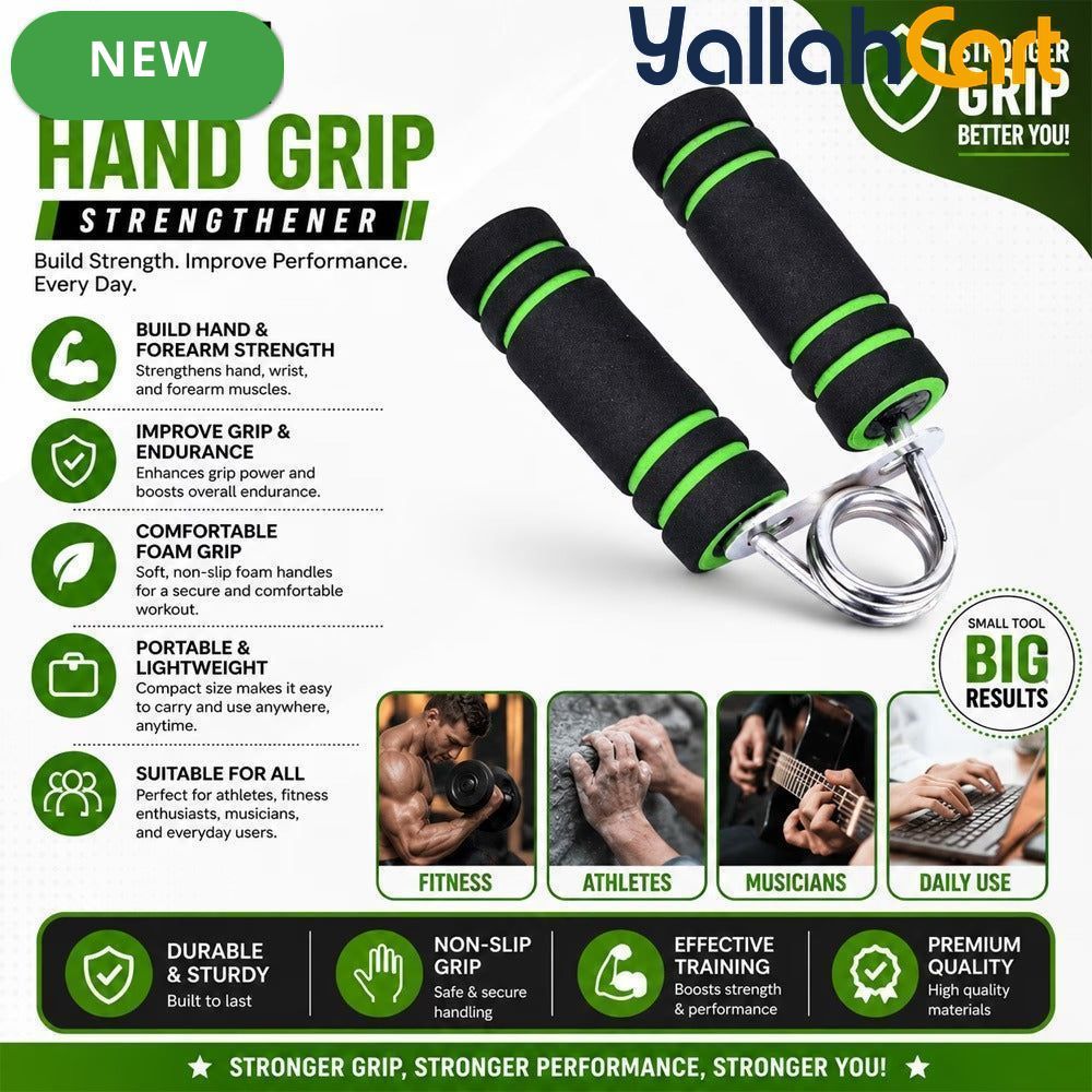 Hand Grip Strengthener with Soft Foam Handles – Forearm & Wrist Strength Trainer, Green/Black
