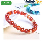Red Striped Agate Beaded Bracelet – 17–19cm Stretch Bracelet for Men & Women