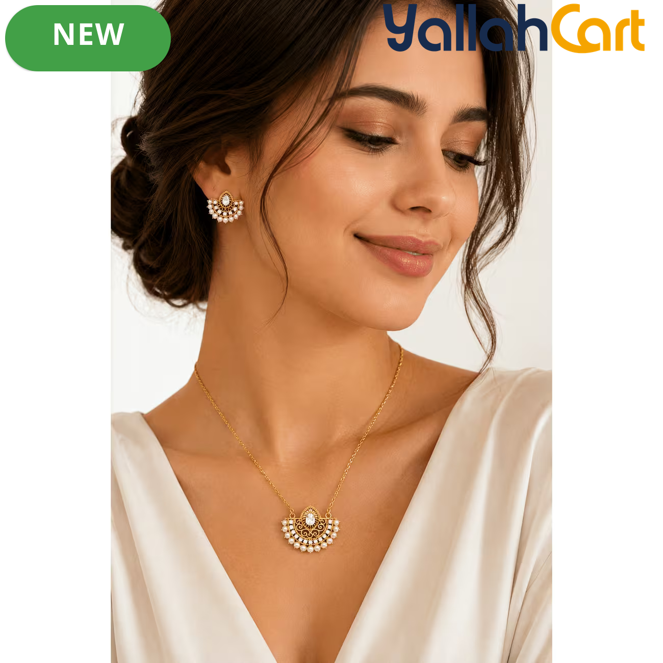 Arabian Zircon Locket Set for Women – Elegant Necklace Jewelry Set