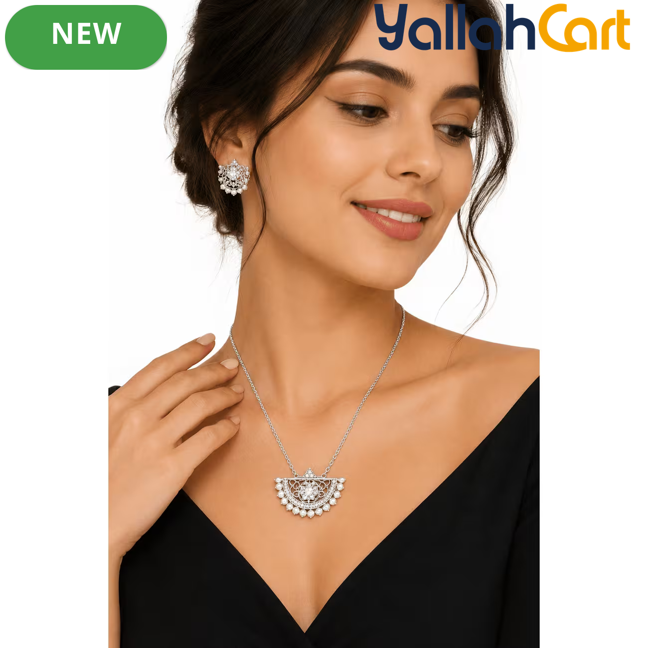 Arabian Zircon Locket Set for Women – Elegant Necklace Jewelry Set