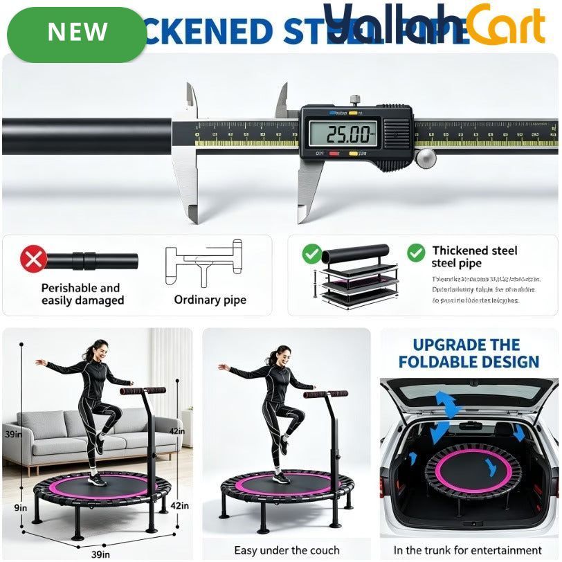 Commercial-Grade Heavy-Duty Rebounder Trampoline with Adjustable T-Bar Handle