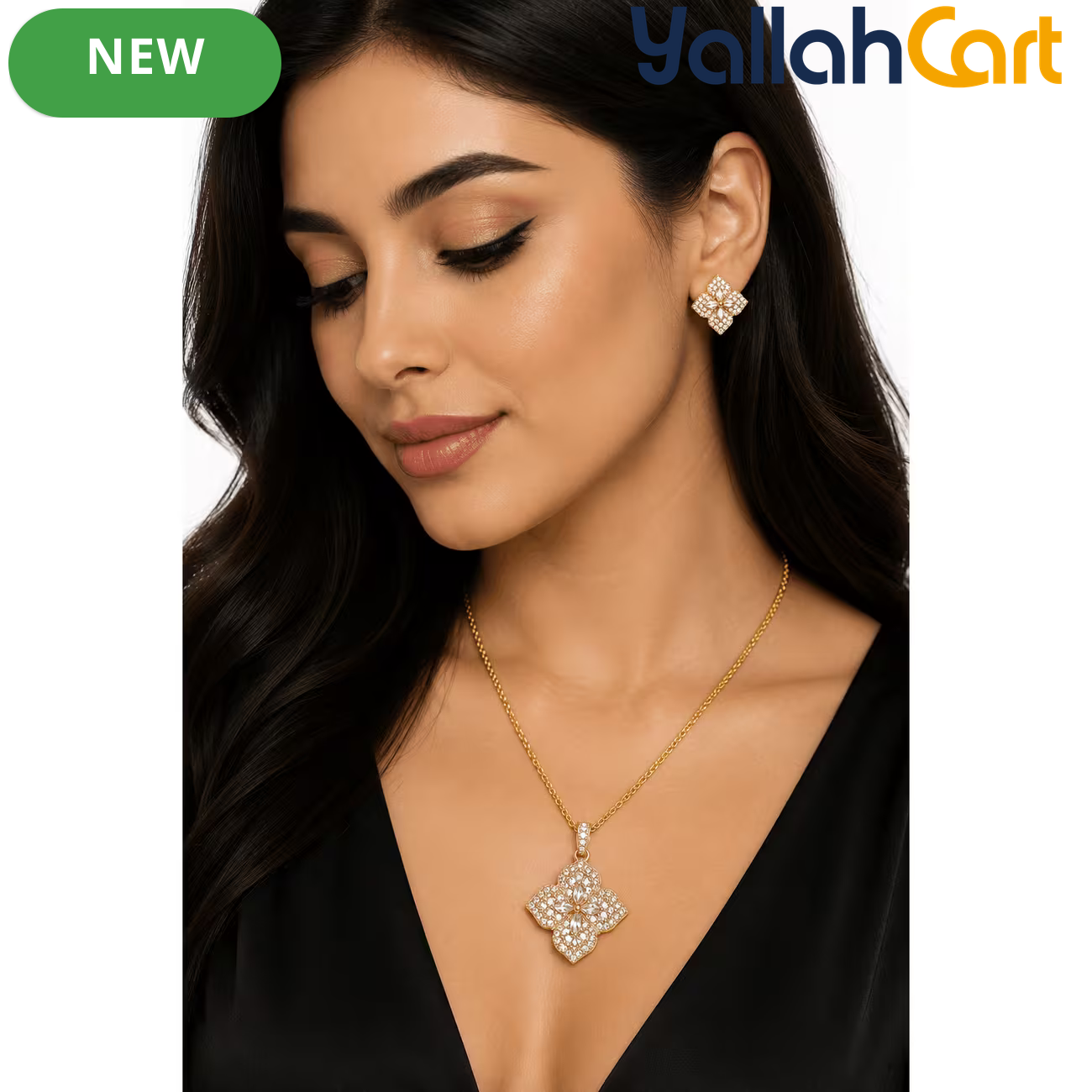 Classic Zircon Locket Set for Women – Elegant Necklace Jewelry Set