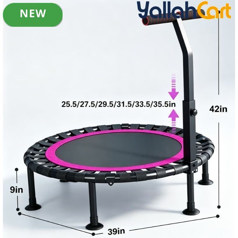 Commercial-Grade Heavy-Duty Rebounder Trampoline with Adjustable T-Bar Handle