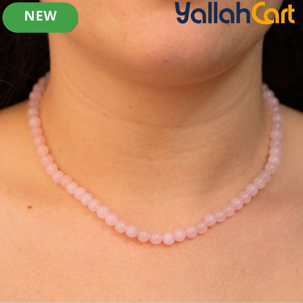 Pink Round Beaded Choker Necklace for Women – Polished Stone Style Minimalist Jewelry