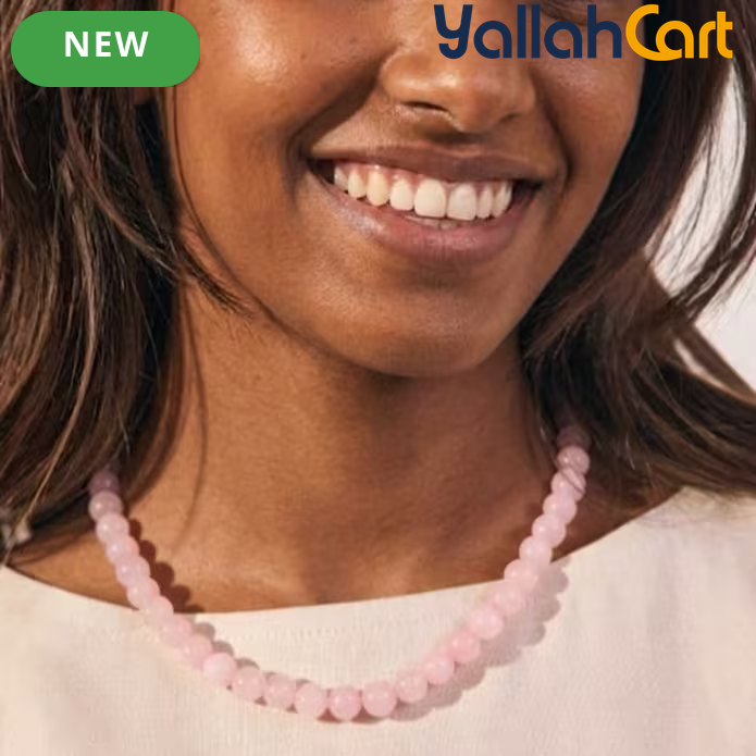 Pink Round Beaded Choker Necklace for Women – Polished Stone Style Minimalist Jewelry