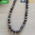 Natural Striped Agate Beaded Necklace for Women – Polished Round Stone Strand Necklace