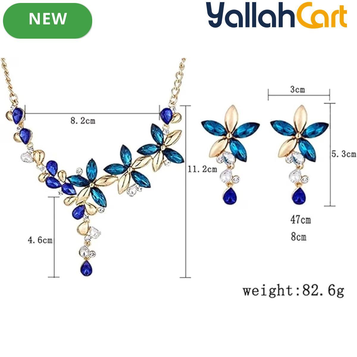 Halamodo Gold-Tone Jewelry Set for Women – Necklace, Earrings & Teardrop Crystal Pendant