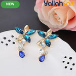 Halamodo Gold-Tone Jewelry Set for Women – Necklace, Earrings & Teardrop Crystal Pendant