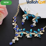 Halamodo Gold-Tone Jewelry Set for Women – Necklace, Earrings & Teardrop Crystal Pendant