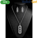 Rock Crystal Zircon Locket Set for Women – Elegant Necklace Jewelry Set