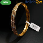 Gold-Tone Mesh Bangle Bracelet for Women – White & Blue Enamel Detail