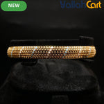 Gold-Tone Mesh Bangle Bracelet for Women – White & Blue Enamel Detail