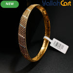 Gold-Tone Mesh Bangle Bracelet for Women – White & Blue Enamel Detail