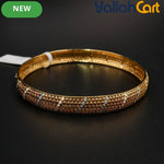 Gold-Tone Mesh Bangle Bracelet for Women – White & Blue Enamel Detail