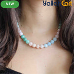 Pastel Multicolor Natural Stone Beaded Necklace – Handmade Round Bead Choker for Women