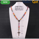 Multicolor Acrylic Rose Cross Pendant Necklace – Elegant Religious Jewelry for Women