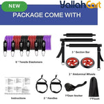 Portable Pilates Fitness Bar Set with 6 Resistance Bands – Home Workout Equipment