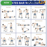 Portable Pilates Fitness Bar Set with 6 Resistance Bands – Home Workout Equipment
