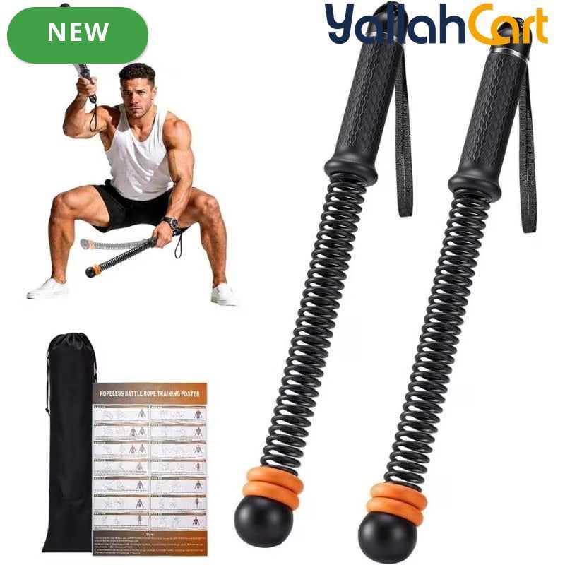 2-Piece Adjustable Battle Rope Set with Sliding Weights – Upper Body Strength Training