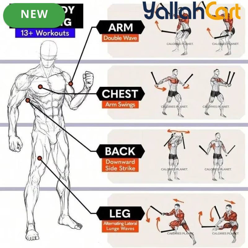2-Piece Adjustable Battle Rope Set with Sliding Weights – Upper Body Strength Training