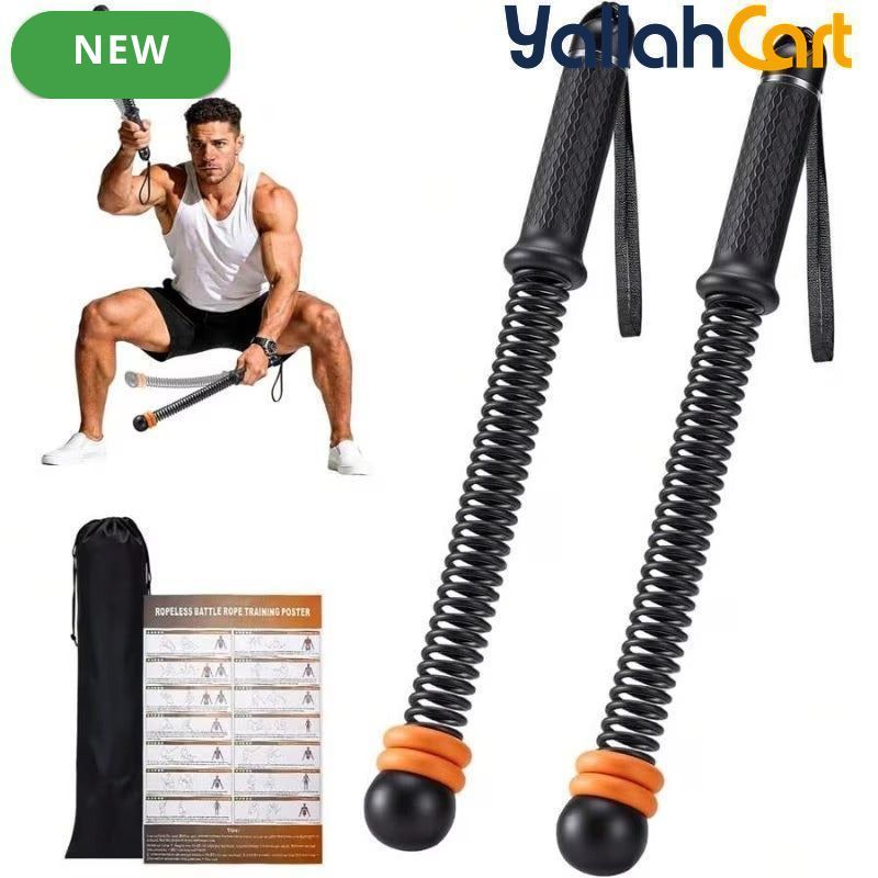 2-Piece Adjustable Battle Rope Set with Sliding Weights – Upper Body Strength Training