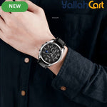 Men’s Multifunctional Quartz Watch – Waterproof Leather Strap Fashion Wristwatch