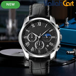 Men’s Multifunctional Quartz Watch – Waterproof Leather Strap Fashion Wristwatch