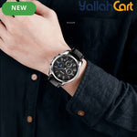 Men’s Multifunctional Quartz Watch – Waterproof Leather Strap Fashion Wristwatch
